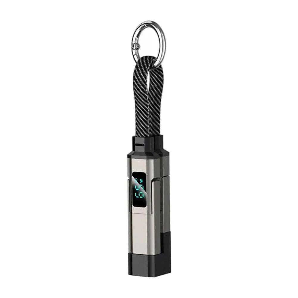 65W Digital Display Super Fast Charging 4 in 1 Keychain Data Cable Type C for Apple Portable Cord for IPhone/iPad/Samsung/Laptop