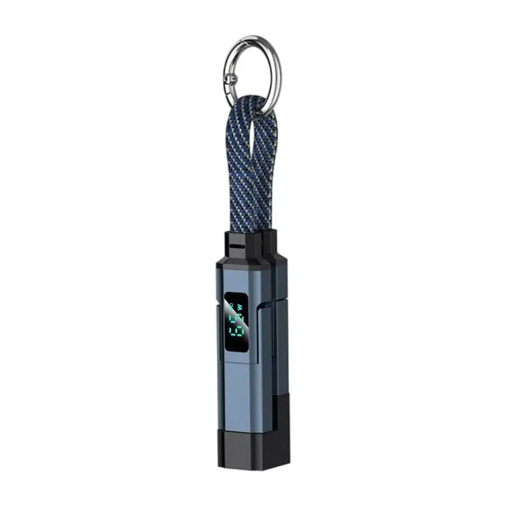 65W Digital Display Super Fast Charging 4 in 1 Keychain Data Cable Type C for Apple Portable Cord for IPhone/iPad/Samsung/Laptop