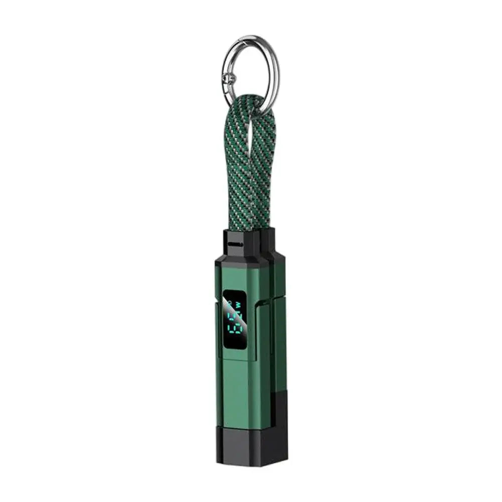 65W Digital Display Super Fast Charging 4 in 1 Keychain Data Cable Type C for Apple Portable Cord for IPhone/iPad/Samsung/Laptop