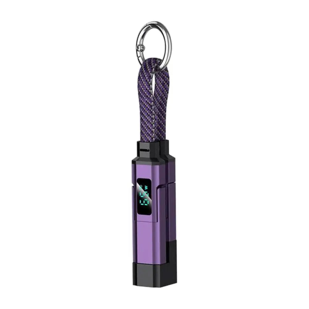 65W Digital Display Super Fast Charging 4 in 1 Keychain Data Cable Type C for Apple Portable Cord for IPhone/iPad/Samsung/Laptop