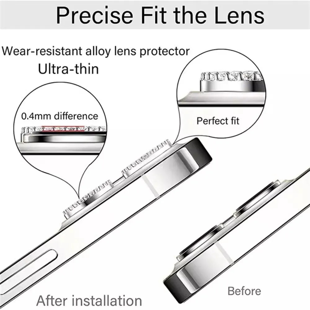 Bling Glitter Diamond Camera Lens Protector Case For iPhone 18 17 16 15 14 13 12 11Pro Max Plus Ultra Fold Sreen Protectors Film